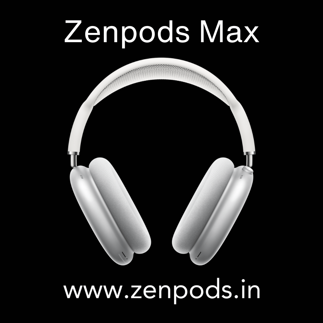 Zenpods Max Wireless Over-Ear Headphones with 100% Active Noise Cancellation- High Bass 40mm Sound Drivers with 3D Spatial Audio ( Magnetic Earcups)