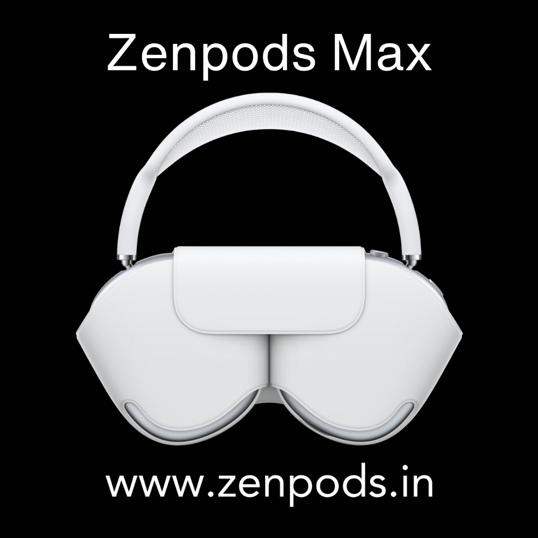 Zenpods Max Wireless Over-Ear Headphones with 100% Active Noise Cancellation- High Bass 40mm Sound Drivers with 3D Spatial Audio ( Magnetic Earcups)