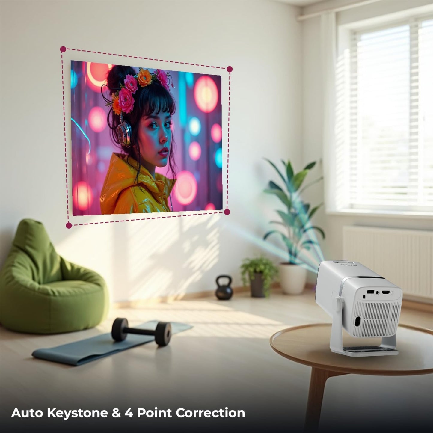ZenPods Beam X | 4K Ultra HD Smart Projector, Native 1080p Full HD, Android 13, Auto Focus + 4D Keystone, 180° Rotatable Design, Inbuilt Netflix/Prime/YouTube, WiFi 6, BT 5.2 & Gaming Support, Screen Mirroring, HDMI-ARC, USB