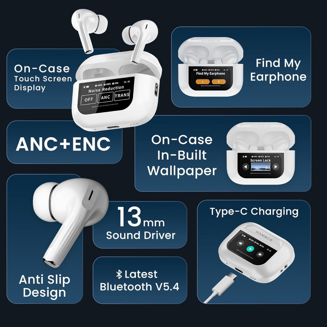 Zen Screen 2 with 1.41" Full HD Touch Screen + 100% ANC + GPS Tracking (Find my Zen) + 13mm High Bass Drivers