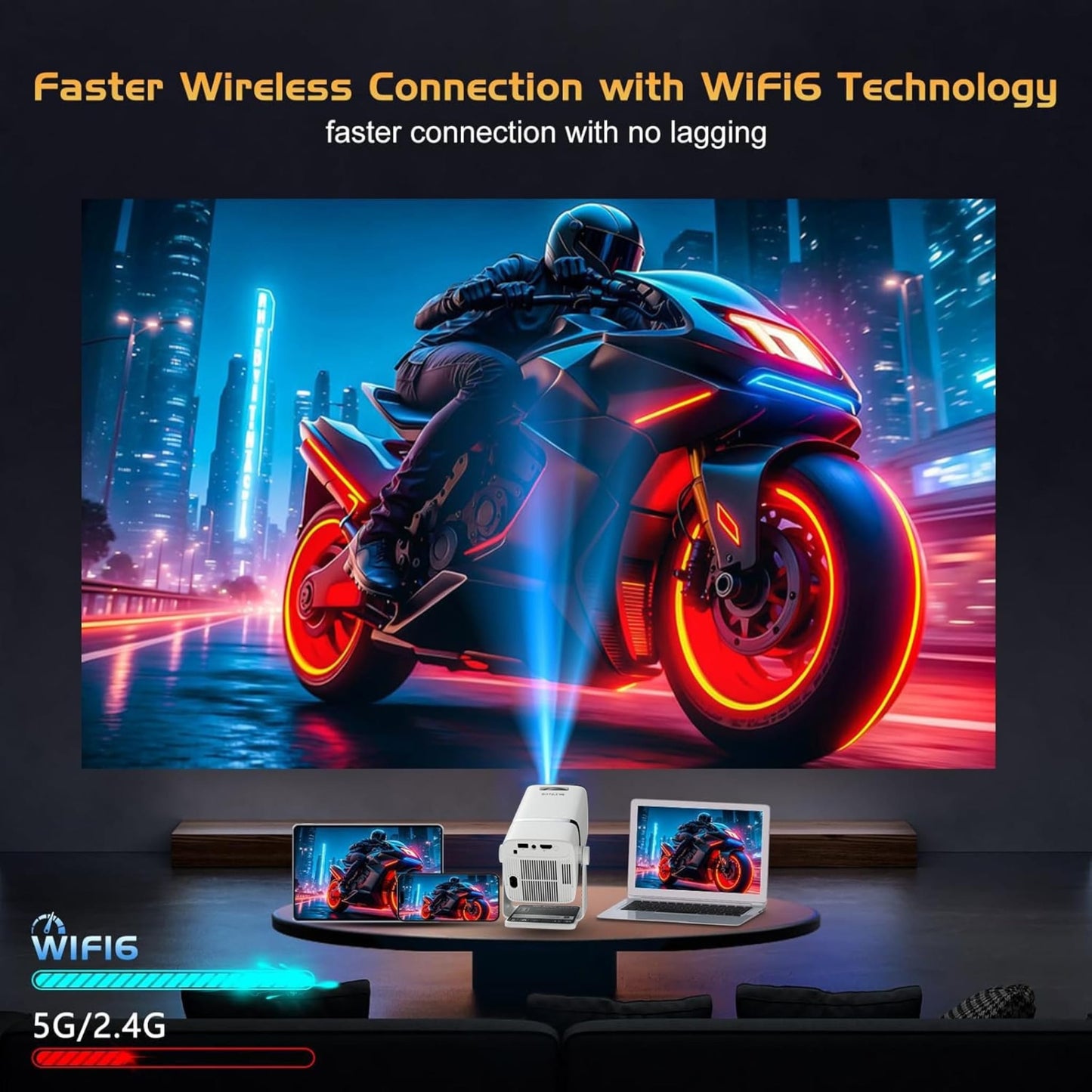 ZenPods Beam X | 4K Ultra HD Smart Projector, Native 1080p Full HD, Android 13, Auto Focus + 4D Keystone, 180° Rotatable Design, Inbuilt Netflix/Prime/YouTube, WiFi 6, BT 5.2 & Gaming Support, Screen Mirroring, HDMI-ARC, USB