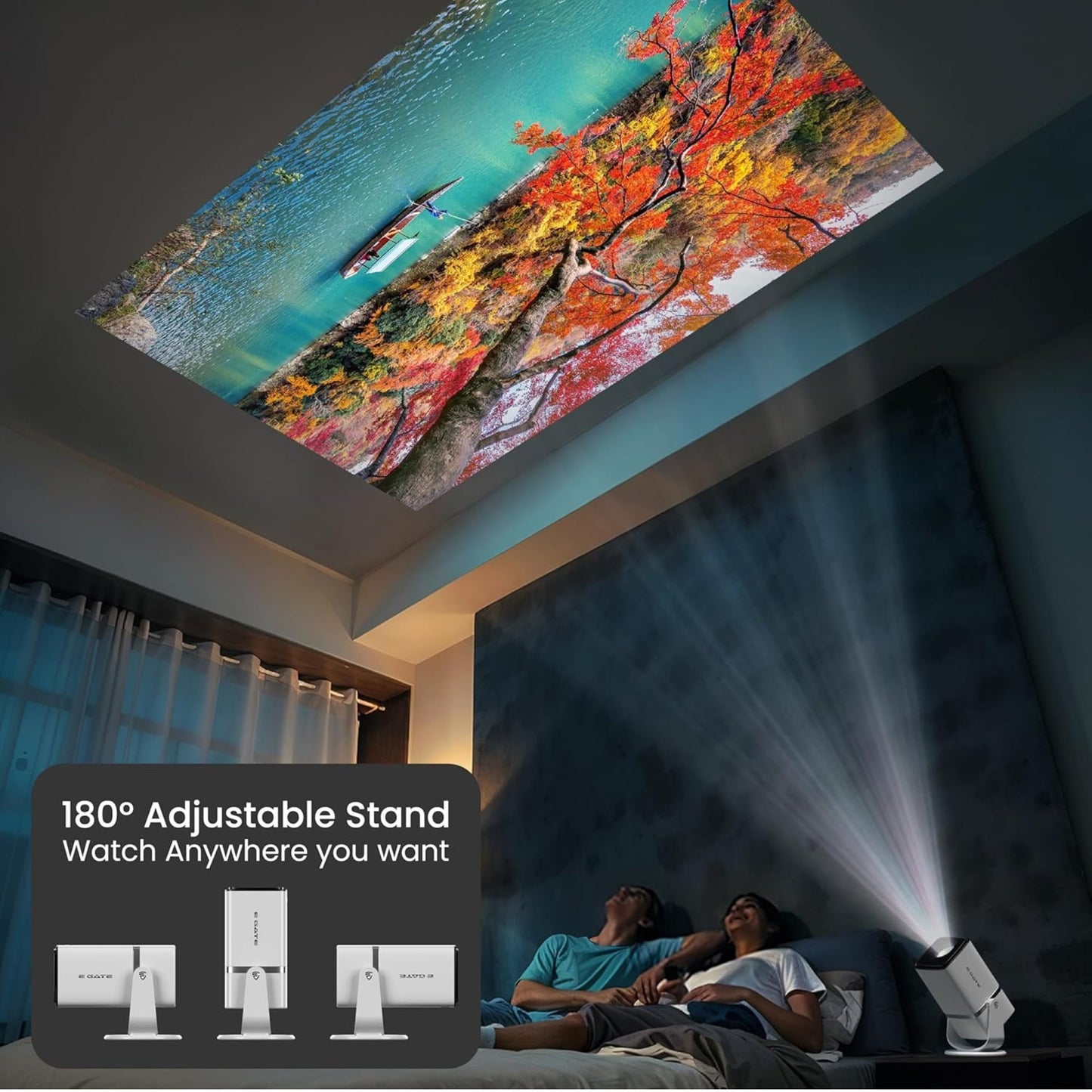 ZenPods Beam X | 4K Ultra HD Smart Projector, Native 1080p Full HD, Android 13, Auto Focus + 4D Keystone, 180° Rotatable Design, Inbuilt Netflix/Prime/YouTube, WiFi 6, BT 5.2 & Gaming Support, Screen Mirroring, HDMI-ARC, USB
