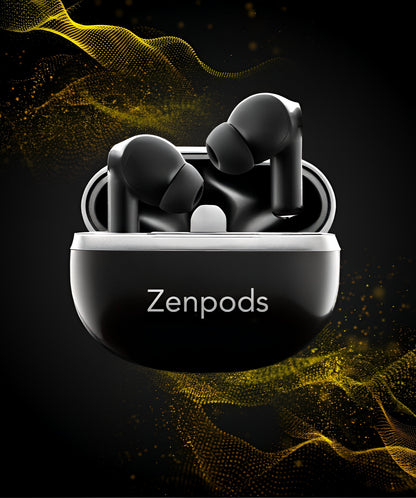 ZenPods Fusion Midnight Black - High Bass 13mm Drivers + 40Hrs Long Battery + Super-Low Latency Game Mode- IPX4 Water & Sweat Resistance