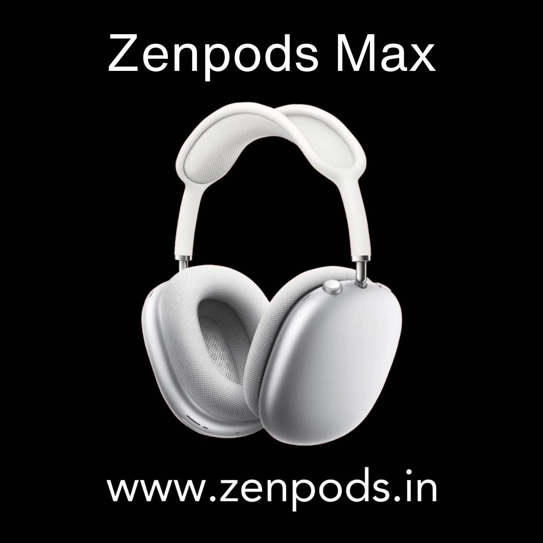 Zenpods Max Wireless Over-Ear Headphones with 100% Active Noise Cancelling - High Bass 40mm Sound Drivers with Immersive 3D Spatial Sound ( Magnetic Earcups)