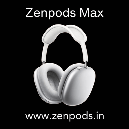 Zenpods Max Wireless Over-Ear Headphones with 100% Active Noise Cancelling - High Bass 40mm Sound Drivers with Immersive 3D Spatial Sound ( Magnetic Earcups)