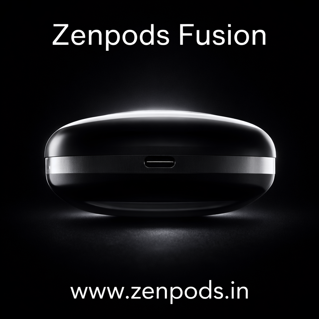 ZenPods Fusion Midnight Black - High Bass 13mm Drivers + 40Hrs Long Battery + Super-Low Latency Game Mode- IPX4 Water & Sweat Resistance