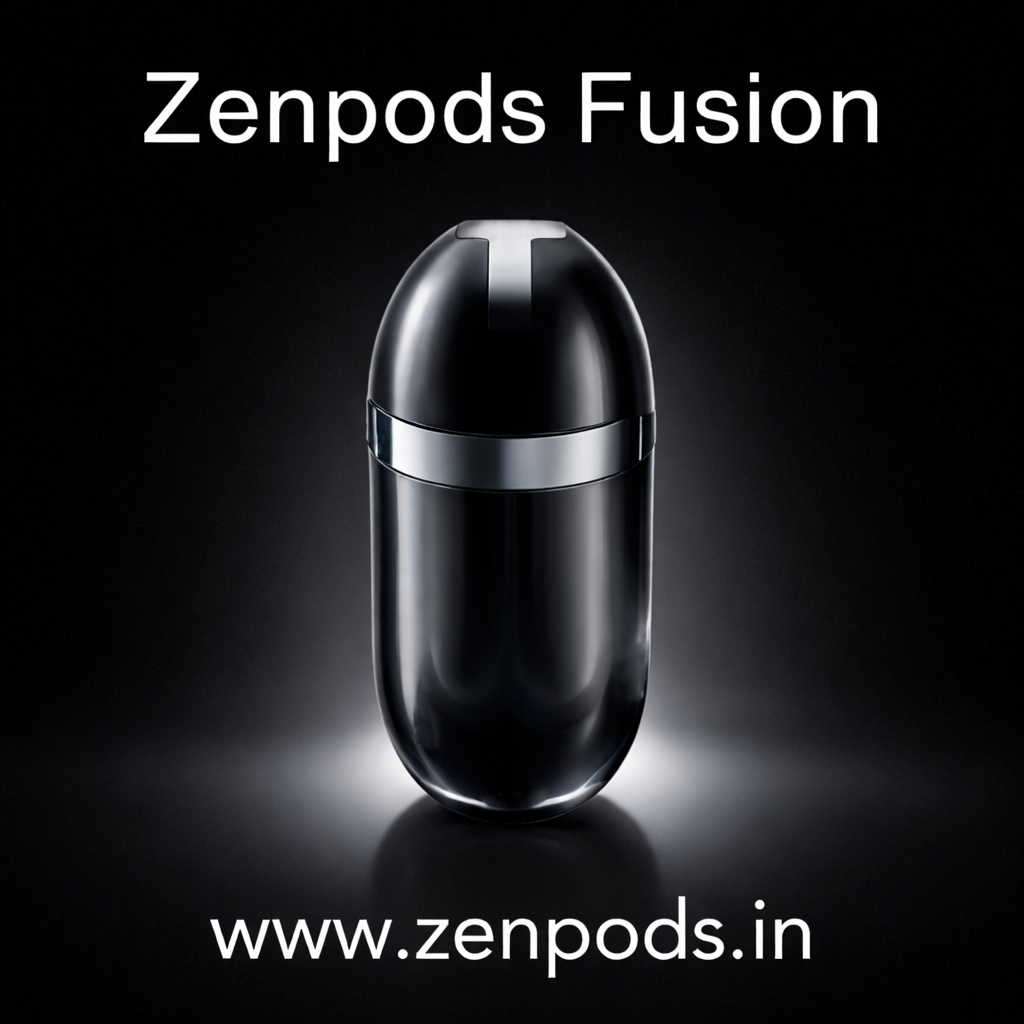 ZenPods Fusion Midnight Black - High Bass 13mm Drivers + 40Hrs Long Battery + Super-Low Latency Game Mode- IPX4 Water & Sweat Resistance