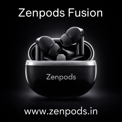 ZenPods Fusion Midnight Black - High Bass 13mm Drivers + 40Hrs Long Battery + Super-Low Latency Game Mode- IPX4 Water & Sweat Resistance