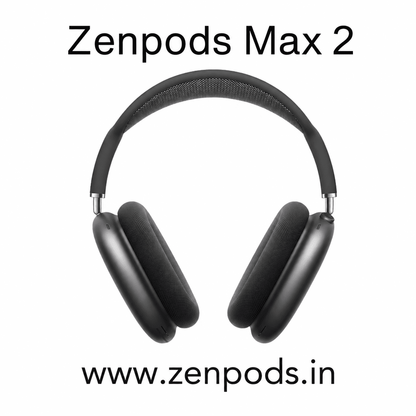 Zenpods Max 2 Wireless Over-Ear Headphones with 100% Active Noise Cancellation- High Bass 40mm Sound Drivers with 3D Spatial Audio ( Magnetic Earcups)