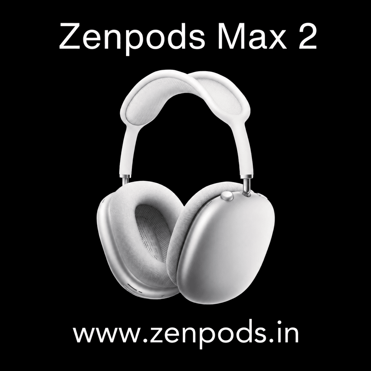 Zenpods Max 2 Wireless Over-Ear Headphones with 100% Active Noise Cancellation- High Bass 40mm Sound Drivers with 3D Spatial Audio ( Magnetic Earcups)
