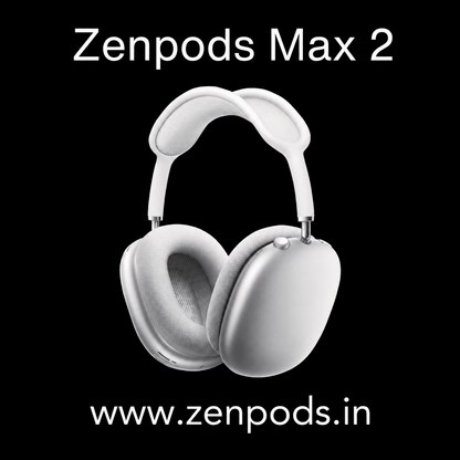 Zenpods Max 2 Wireless Over-Ear Headphones with 100% Active Noise Cancellation- High Bass 40mm Sound Drivers with 3D Spatial Audio ( Magnetic Earcups)