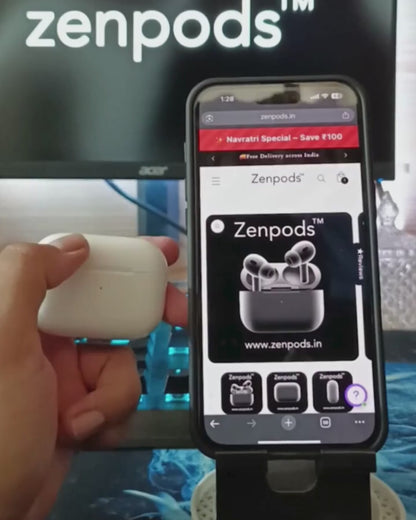 Zenpods Pro 2 with 100% ANC working + 3D Spatial Audio + GPS Tracking (Find My Device) High Bass 11mm Sound Drivers
