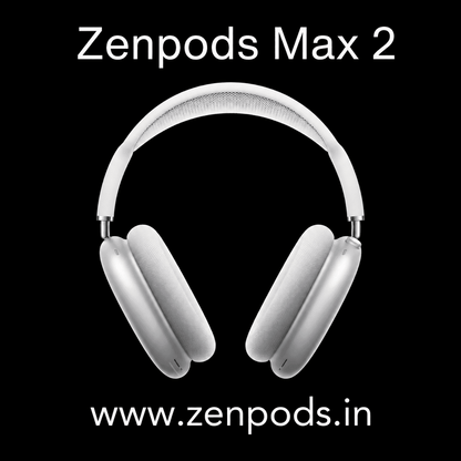 Zenpods Max 2 Wireless Over-Ear Headphones with 100% Active Noise Cancellation- High Bass 40mm Sound Drivers with 3D Spatial Audio ( Magnetic Earcups)